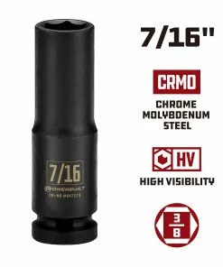 Powerbuilt 3/8 in. Drive x 7/16 in. 6 Point Deep Impact Socket - 647273 -Hot Sale Powerbuilt Shop 647273 7 1620in 02