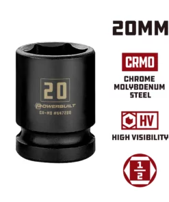 Powerbuilt 1/2 Inch Drive x 20 MM 6 Point Impact Socket - 647280 6 Powerbuilt 1/2 Inch Drive x 20 MM 6 Point Impact Socket - 647280 -Hot Sale Powerbuilt Shop 647280 20mm 02