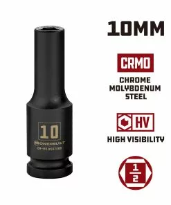 Powerbuilt 1/2 Inch Drive x 10 MM 6 Point Deep Impact Socket - 647288 -Hot Sale Powerbuilt Shop 647288 10mm 02