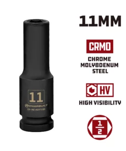 Powerbuilt 1/2 Inch Drive x 11 MM 6 Point Deep Impact Socket - 647289 -Hot Sale Powerbuilt Shop 647289 11mm 02