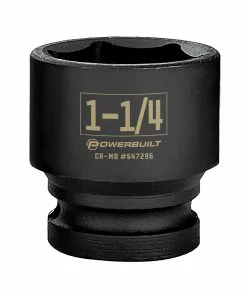 Powerbuilt 1/2 Inch Drive x 1-1/4 Inch 6 Point Impact Socket - 647296