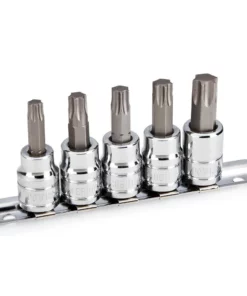 Powerbuilt 5 Pc. 3/8 in. Drive Torx Bit Socket Set, Size from T40 to T55