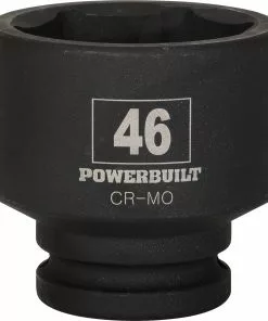 Powerbuilt 3/4-Inch Drive 6 Point Metric Impact Socket 46mm, Chrome Moly Steel