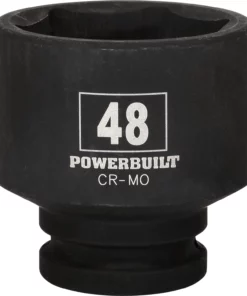 Powerbuilt 3/4-Inch Drive 6 Point Metric Impact Socket 48mm, Chrome Moly Steel
