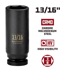 Powerbuilt 3/8 in. Drive x 13/16 in. 6 Point Deep Well Impact Socket - 647610 9 Powerbuilt 3/8 in. Drive x 13/16 in. 6 Point Deep Well Impact Socket - 647610 -Hot Sale Powerbuilt Shop 647610 13 1620in 02