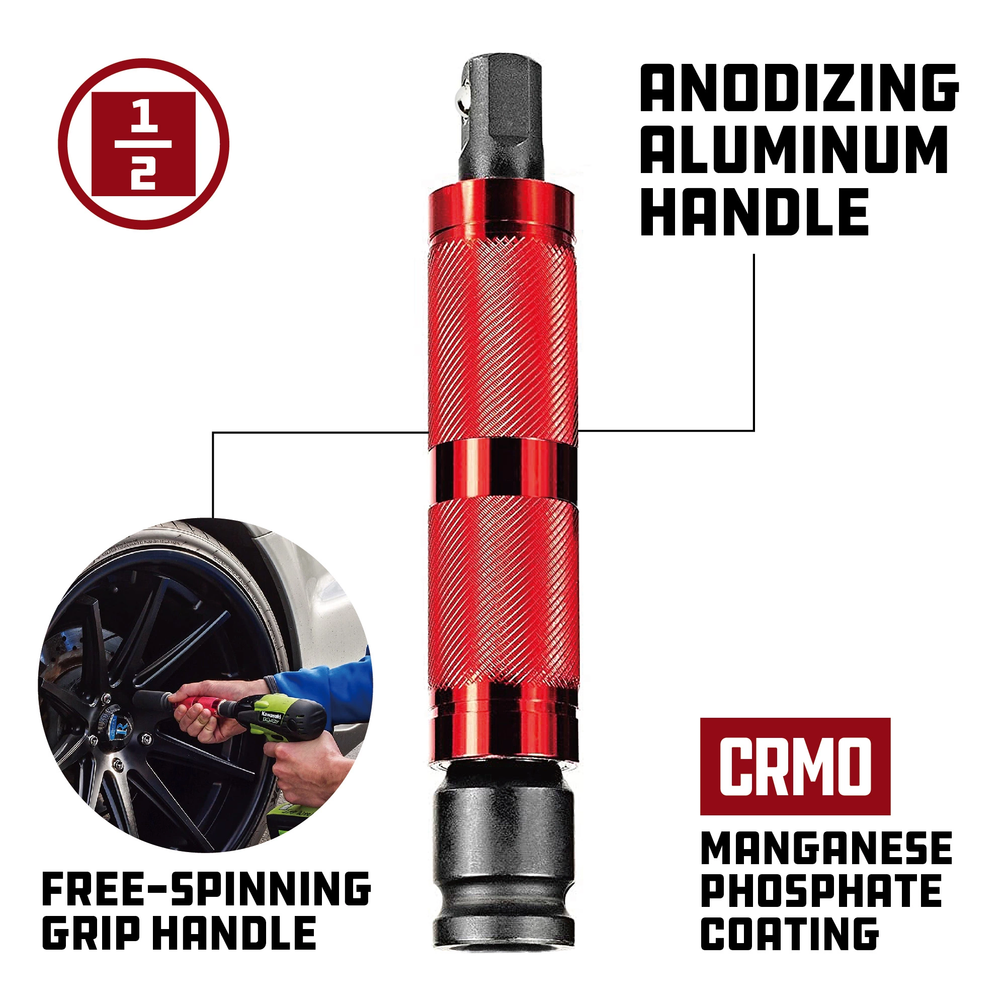 Powerbuilt 1/2 in. Drive 6 in Long Spinning Impact Extension - 647640 2 Powerbuilt 1/2 in. Drive 6 in Long Spinning Impact Extension - 647640 - Image 2