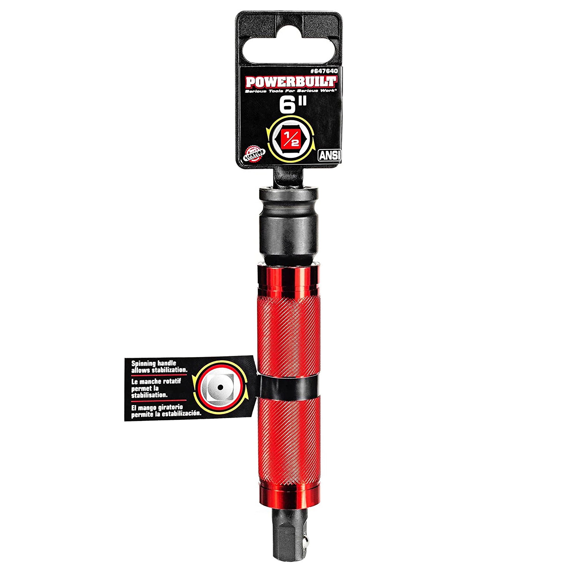 Powerbuilt 1/2 in. Drive 6 in Long Spinning Impact Extension - 647640 1 Powerbuilt 1/2 in. Drive 6 in Long Spinning Impact Extension - 647640