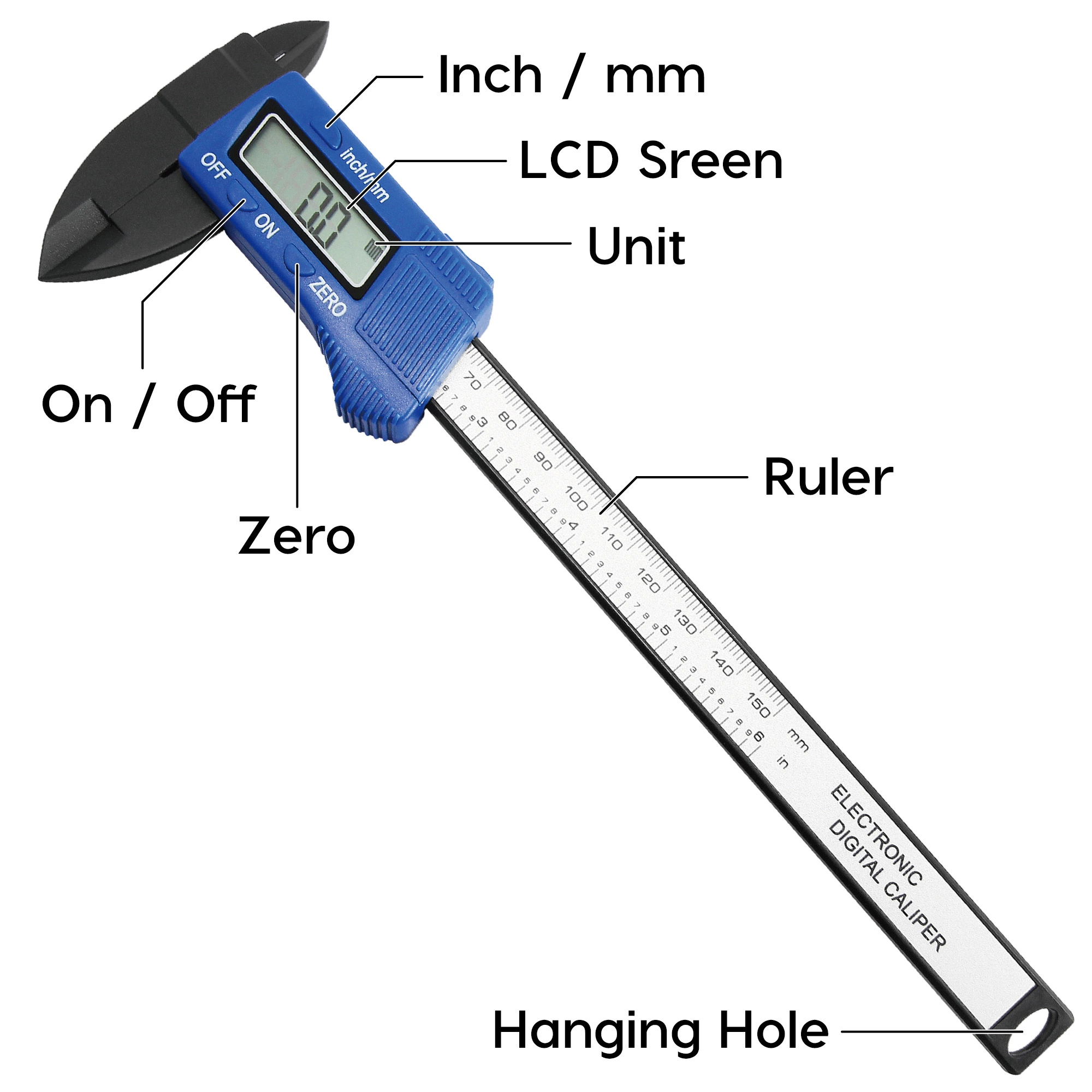Powerbuilt 6" Carbon Fiber Composite Digital Calipers - 647740M 3 Powerbuilt 6" Carbon Fiber Composite Digital Calipers - 647740M - Image 3