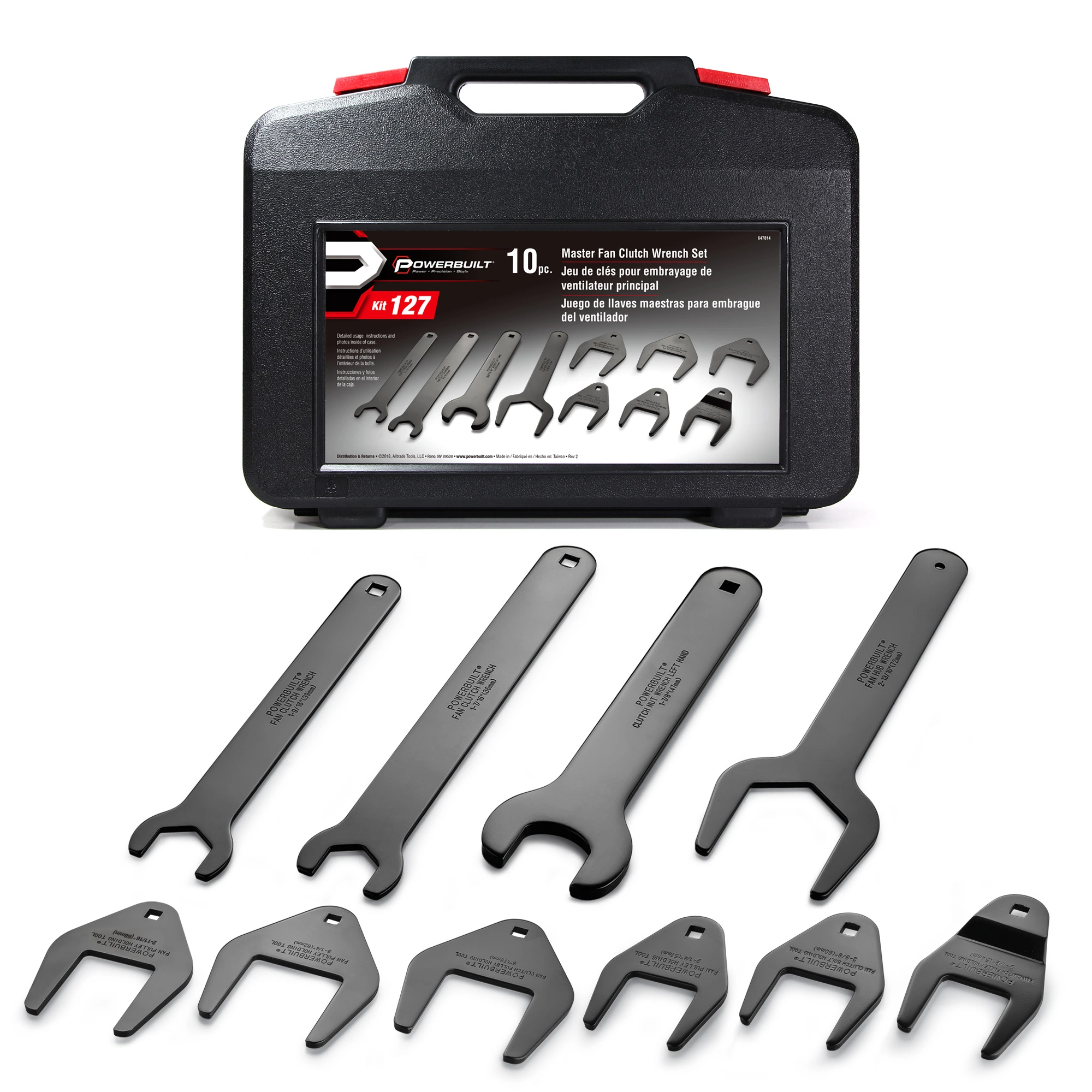 Powerbuilt 10 Pc. Master Fan Clutch Wrench Set Kit 127 - 647814 1 Powerbuilt 10 Pc. Master Fan Clutch Wrench Set Kit 127 - 647814