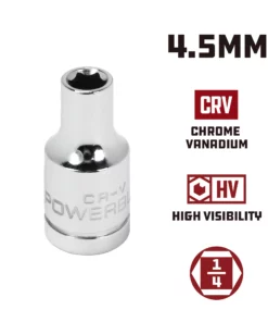 Powerbuilt 1/4 Inch Drive x 4.5 MM 6 Point Shallow Socket - 648004 -Hot Sale Powerbuilt Shop 648004 4.5mm 02