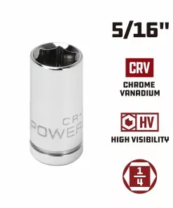 Powerbuilt 1/4 Inch Drive x 5/16 Inch 6 Point Shallow Socket - 648275 -Hot Sale Powerbuilt Shop 648275 5 16 02