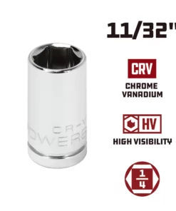Powerbuilt 1/4 Inch Drive x 11/32 Inch 6 Point Shallow Socket - 648276 -Hot Sale Powerbuilt Shop 648276 11 32 02