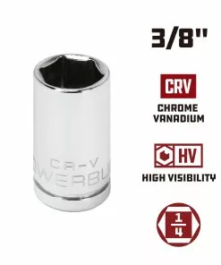 Powerbuilt 1/4 Inch Drive x 3/8 Inch 6 Point Shallow Socket - 648277 9 Powerbuilt 1/4 Inch Drive x 3/8 Inch 6 Point Shallow Socket - 648277 -Hot Sale Powerbuilt Shop 648277 3 8 02