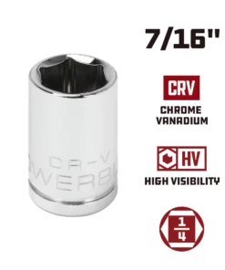 Powerbuilt 1/4 Inch Drive x 7/16 Inch 6 Point Shallow Socket - 648278 9 Powerbuilt 1/4 Inch Drive x 7/16 Inch 6 Point Shallow Socket - 648278 -Hot Sale Powerbuilt Shop 648278 7 16 02