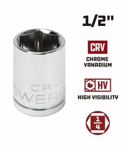 Powerbuilt 1/4 Inch Drive x 1/2 Inch 6 Point Shallow Socket - 648279 9 Powerbuilt 1/4 Inch Drive x 1/2 Inch 6 Point Shallow Socket - 648279 -Hot Sale Powerbuilt Shop 648279 1 2 02