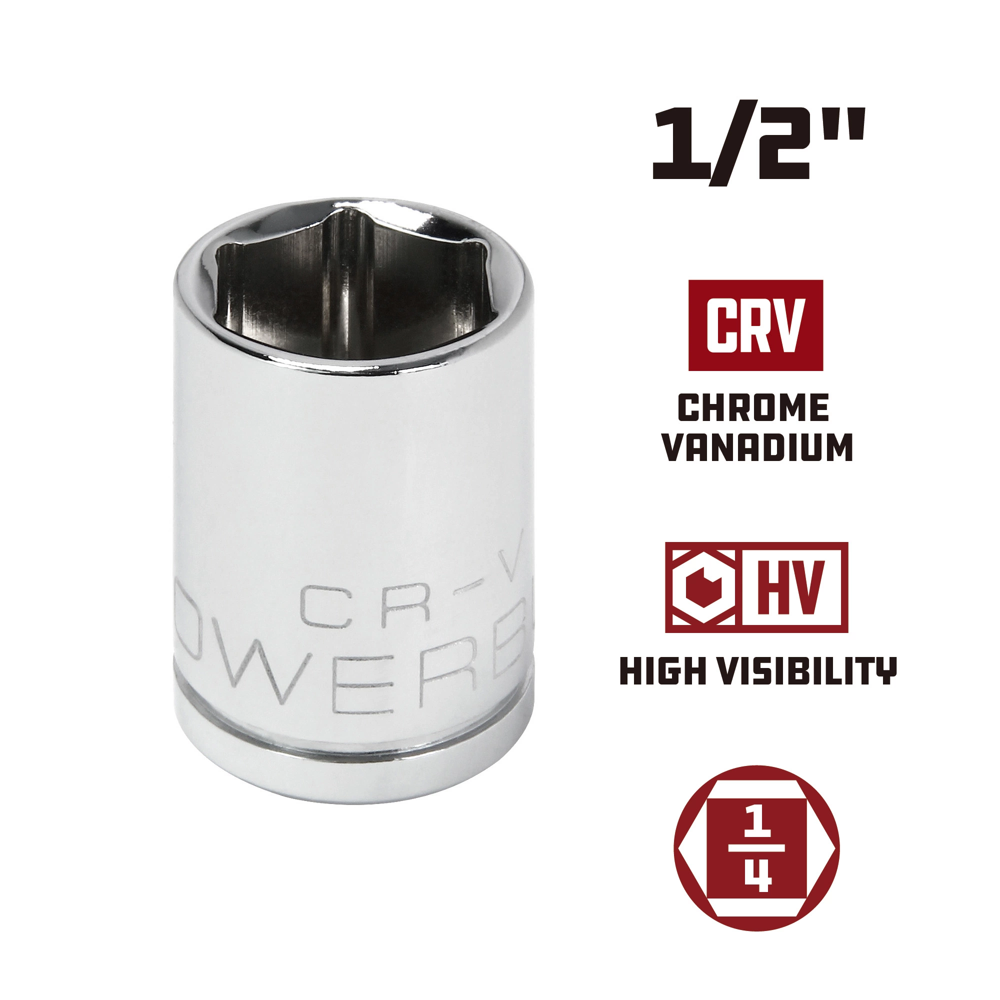 Powerbuilt 1/4 Inch Drive x 1/2 Inch 6 Point Shallow Socket - 648279 5 Powerbuilt 1/4 Inch Drive x 1/2 Inch 6 Point Shallow Socket - 648279 - Image 5