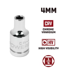 Powerbuilt 1/4 Inch Drive x 4 MM 6 Point Shallow Socket - 648280 -Hot Sale Powerbuilt Shop 648280 4mm 02