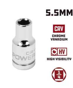 Powerbuilt 1/4 Inch Drive x 5.5 MM 6 Point Shallow Socket - 648282 -Hot Sale Powerbuilt Shop 648282 5.5mm 02