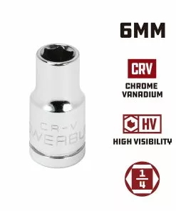 Powerbuilt 1/4 Inch Drive x 6 MM 6 Point Shallow Socket - 648283 9 Powerbuilt 1/4 Inch Drive x 6 MM 6 Point Shallow Socket - 648283 -Hot Sale Powerbuilt Shop 648283 6mm 02