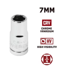 Powerbuilt 1/4 Inch Drive x 7 MM 6 Point Shallow Socket - 648284 9 Powerbuilt 1/4 Inch Drive x 7 MM 6 Point Shallow Socket - 648284 -Hot Sale Powerbuilt Shop 648284 7mm 02