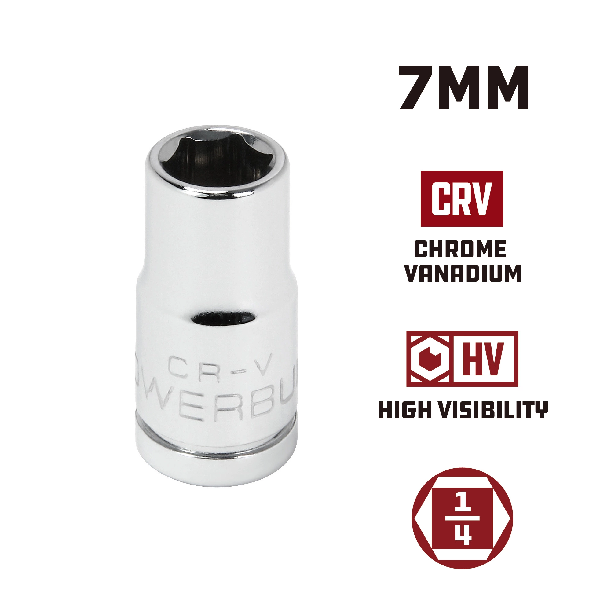 Powerbuilt 1/4 Inch Drive x 7 MM 6 Point Shallow Socket - 648284 5 Powerbuilt 1/4 Inch Drive x 7 MM 6 Point Shallow Socket - 648284 - Image 5