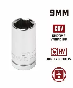 Powerbuilt 1/4 Inch Drive x 9 MM 6 Point Shallow Socket - 648286 9 Powerbuilt 1/4 Inch Drive x 9 MM 6 Point Shallow Socket - 648286 -Hot Sale Powerbuilt Shop 648286 9mm 02