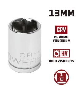 Powerbuilt 1/4 Inch Drive x 13 MM 6 Point Shallow Socket - 648290 9 Powerbuilt 1/4 Inch Drive x 13 MM 6 Point Shallow Socket - 648290 -Hot Sale Powerbuilt Shop 648290 13mm 02