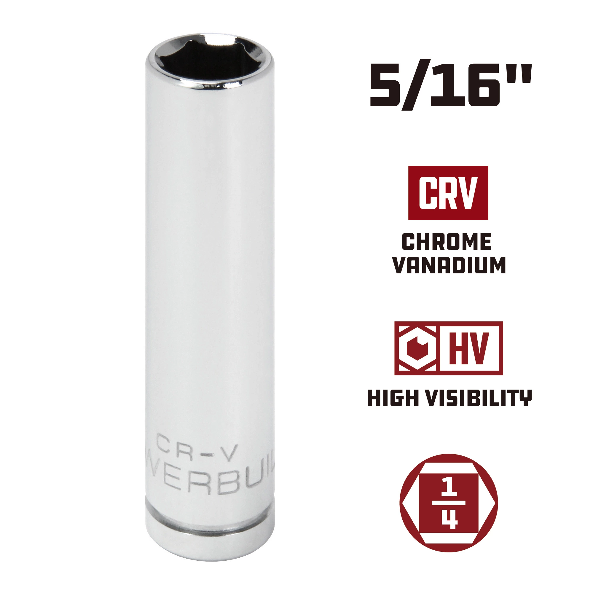 Powerbuilt 1/4 Inch Drive x 5/16 Inch 6 Point Deep Socket - 648293 2 Powerbuilt 1/4 Inch Drive x 5/16 Inch 6 Point Deep Socket - 648293 - Image 2