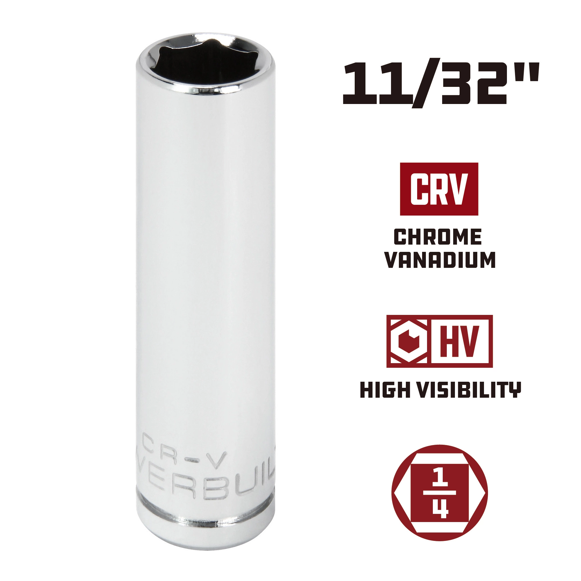 Powerbuilt 1/4 Inch Drive x 11/32 Inch 6 Point Deep Socket - 648294 2 Powerbuilt 1/4 Inch Drive x 11/32 Inch 6 Point Deep Socket - 648294 - Image 2