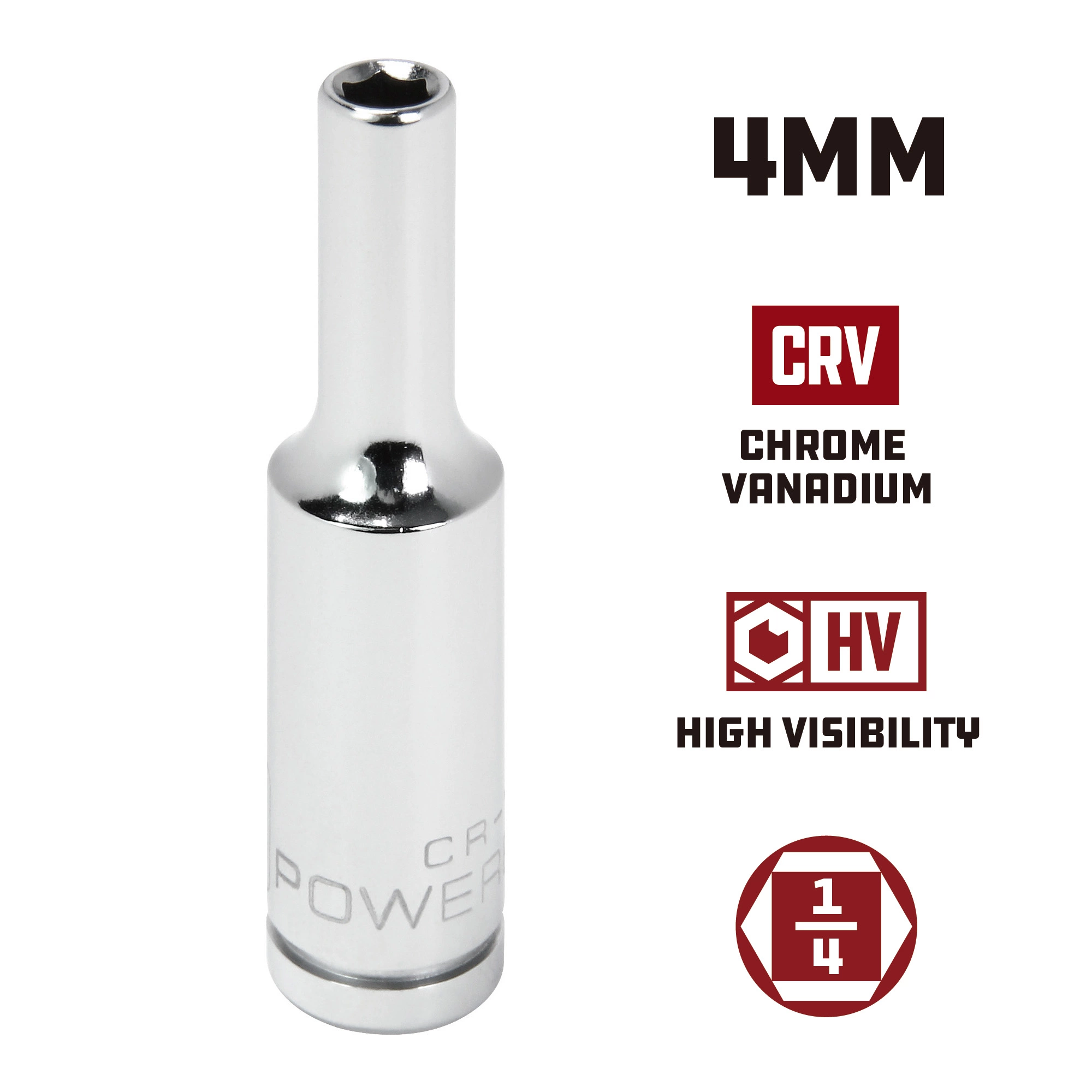 Powerbuilt 1/4 in. Drive x 4mm 6 Point Metric Deep Socket - 648310 5 Powerbuilt 1/4 in. Drive x 4mm 6 Point Metric Deep Socket - 648310 - Image 5