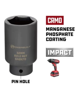 Powerbuilt 1/2" Drive x 32mm Axle Nut Socket - 648470 -Hot Sale Powerbuilt Shop 648470 32mm 3