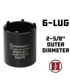 Powerbuilt 2-5/8 Inch 6 Lug Spindle Nut Socket - 648475 -Hot Sale Powerbuilt Shop 648475 02