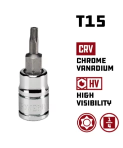 Powerbuilt 1/4 Inch Drive T-15 Tamper Proof Star Bit Socket - 648497 9 Powerbuilt 1/4 Inch Drive T-15 Tamper Proof Star Bit Socket - 648497 -Hot Sale Powerbuilt Shop 648497 02