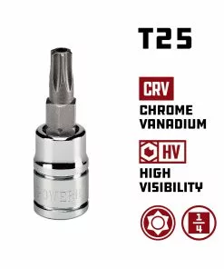 Powerbuilt 1/4 Inch Drive T-25 Tamper Proof Star Bit Socket - 648499 -Hot Sale Powerbuilt Shop 648499 02
