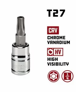 Powerbuilt 1/4 Inch Drive T-27 Tamper Proof Star Bit Socket - 648502 9 Powerbuilt 1/4 Inch Drive T-27 Tamper Proof Star Bit Socket - 648502 -Hot Sale Powerbuilt Shop 648502 02