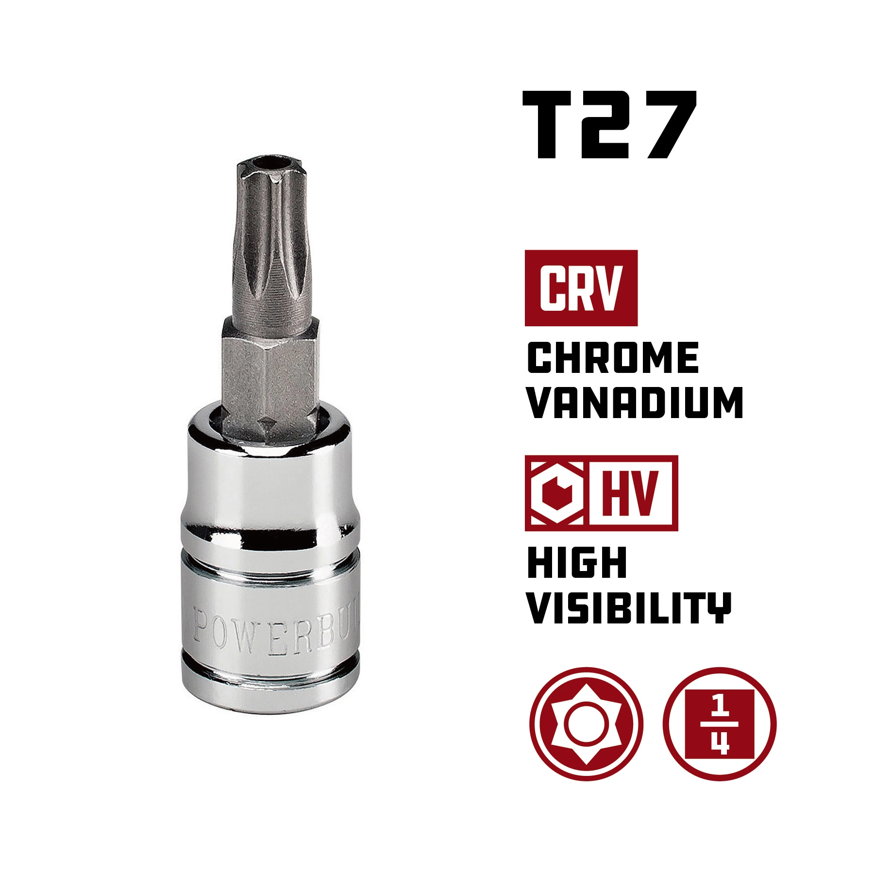 Powerbuilt 1/4 Inch Drive T-27 Tamper Proof Star Bit Socket - 648502 5 Powerbuilt 1/4 Inch Drive T-27 Tamper Proof Star Bit Socket - 648502 - Image 5