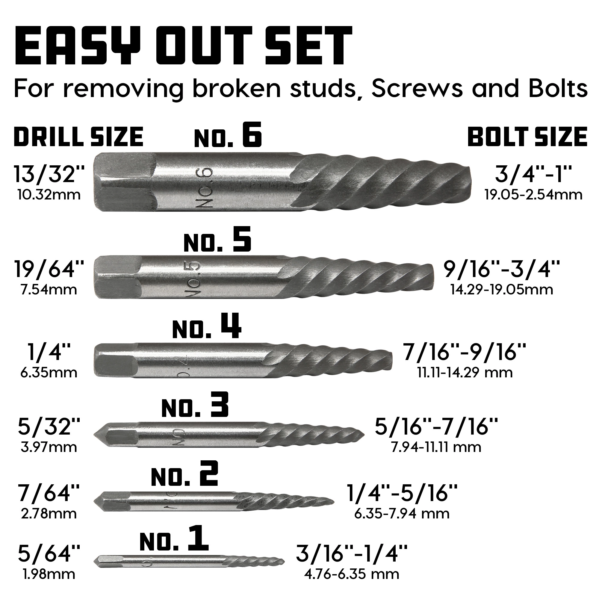 Powerbuilt 6 Piece Screw Extractor Set - 648511 2 Powerbuilt 6 Piece Screw Extractor Set - 648511 - Image 2