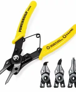 Powerbuilt Snap Ring Pliers Set, 4 interchangeable Heads, Straight, 45°, and 90°
