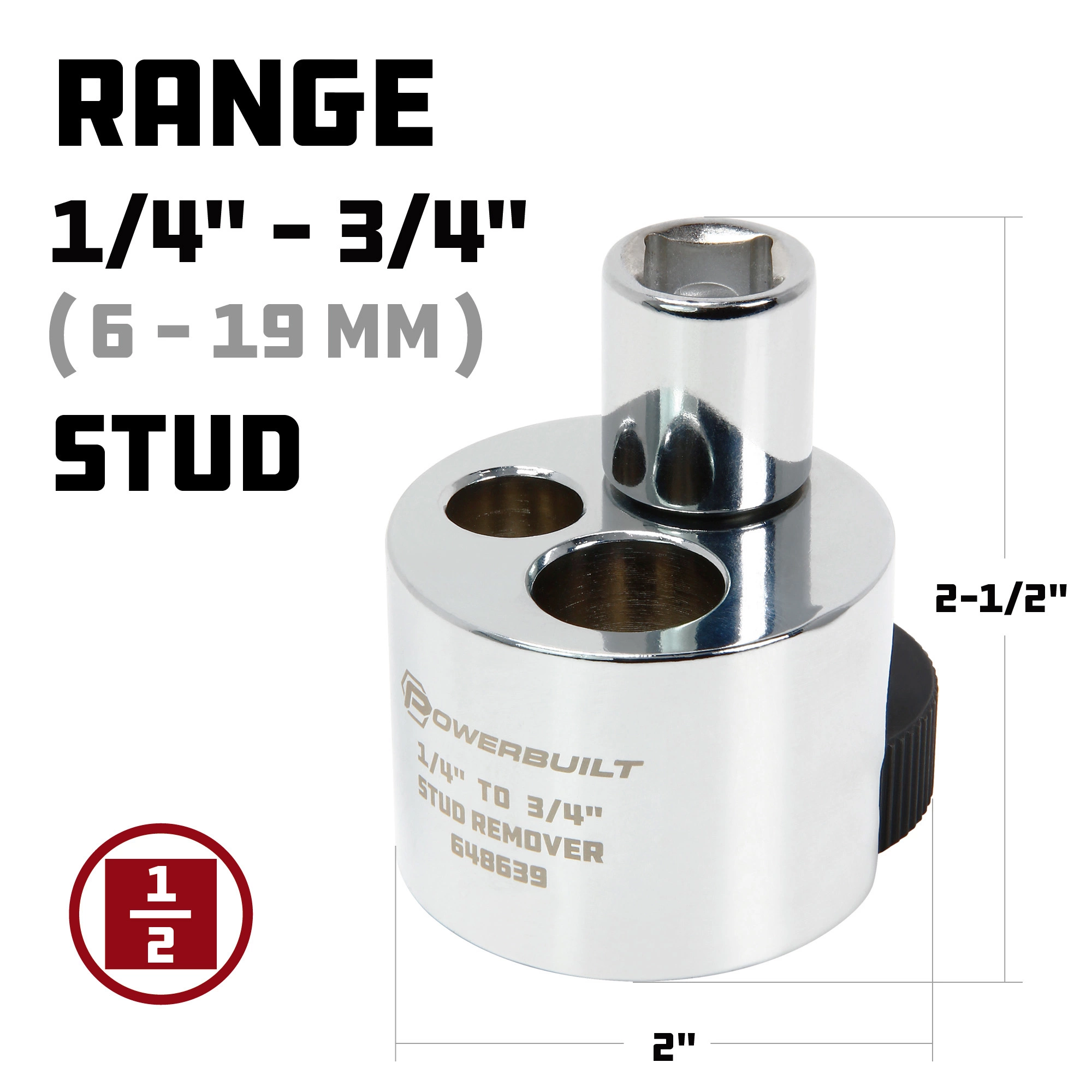 Powerbuilt Stud Remover 1/4 Inch to 3/4 Inch - 648639 2 Powerbuilt Stud Remover 1/4 Inch to 3/4 Inch - 648639 - Image 2
