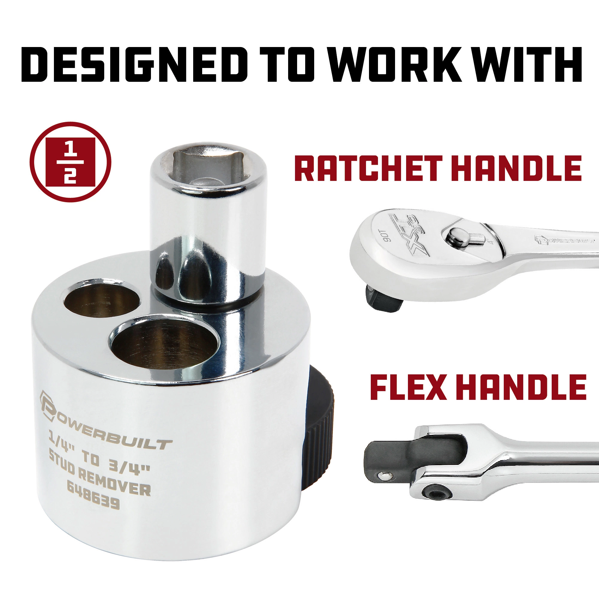 Powerbuilt Stud Remover 1/4 Inch to 3/4 Inch - 648639 3 Powerbuilt Stud Remover 1/4 Inch to 3/4 Inch - 648639 - Image 3
