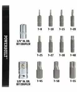 Powerbuilt 13 Pc. Tamper Resistant Star Bit Set, Tamper Torx Bits, T10 to T55 -Hot Sale Powerbuilt Shop 648666 03