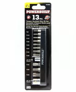 Powerbuilt 13 Pc. Tamper Resistant Star Bit Set, Tamper Torx Bits, T10 to T55 -Hot Sale Powerbuilt Shop 648666 04