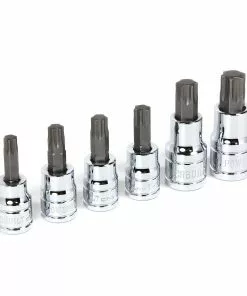 Powerbuilt 6 Pc. Torx Bit Socket Set, Star Bits, 3/8" and 1/2" Drive - 648677