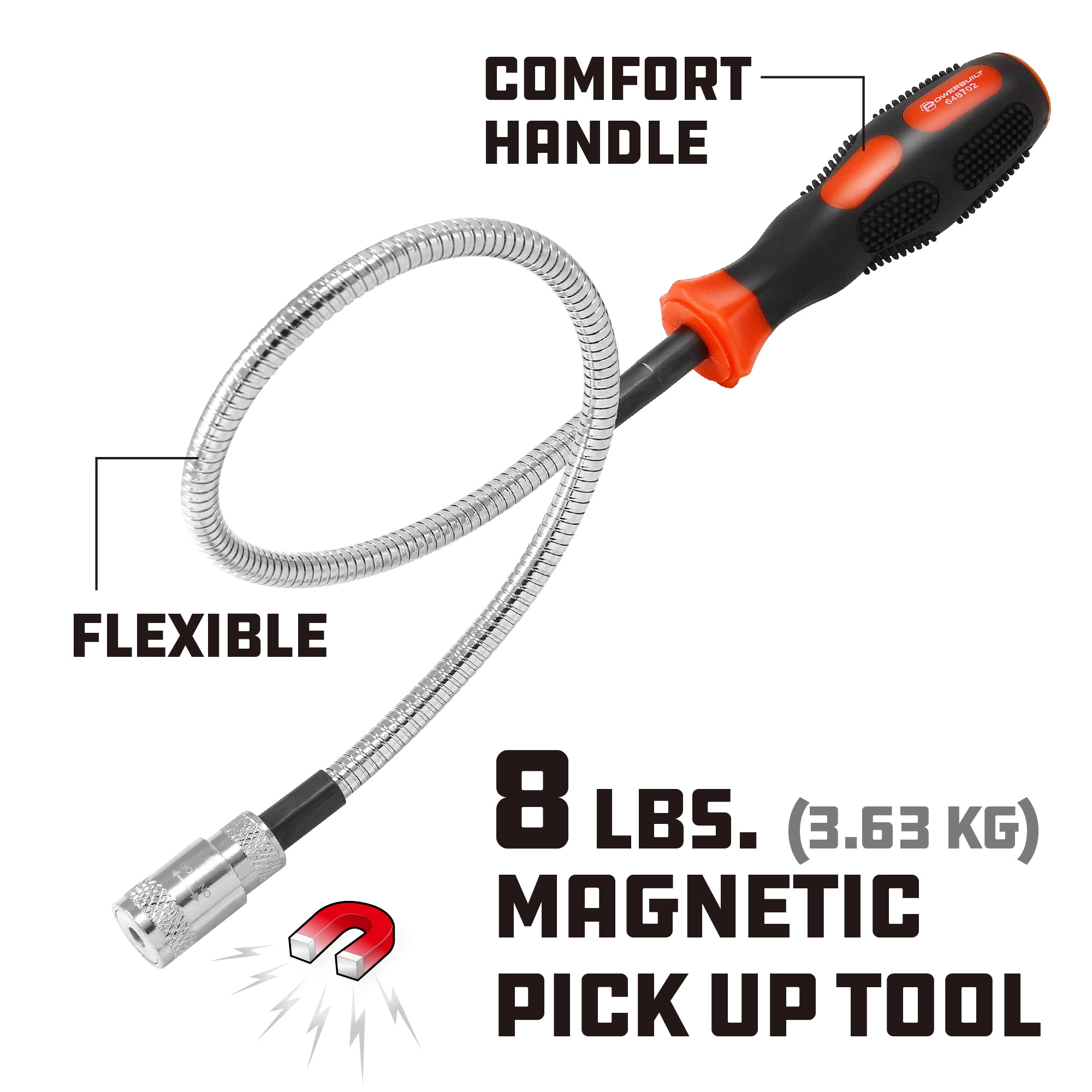 Powerbuilt 8Lb Flexible Led Magnetic Pick Up Tool - 648702M 3 Powerbuilt 8Lb Flexible Led Magnetic Pick Up Tool - 648702M - Image 3