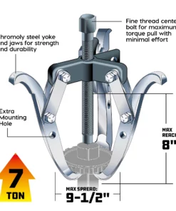 Powerbuilt Heavy Duty 8 in. 3-Jaw Gear Puller, 7 Ton Capacity -Hot Sale Powerbuilt Shop 648721 03