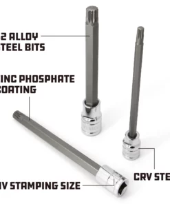 Powerbuilt 4 Pc. 6 in. Long Reach Triple Square Bit Socket Set -Hot Sale Powerbuilt Shop 648889 03