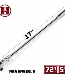 Powerbuilt 3/8 Inch Drive 72 Tooth Pro Tech 17 Inch Long Reach Flex Head Ratchet with Contour Handle - 649953 12 Powerbuilt 3/8 Inch Drive 72 Tooth Pro Tech 17 Inch Long Reach Flex Head Ratchet with Contour Handle - 649953 -Hot Sale Powerbuilt Shop 649953 02