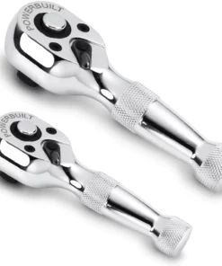 Powerbuilt 640927 1/4-Inch and 3/8-Inch Stubby Ratchet Set, 2-Piece,Silver