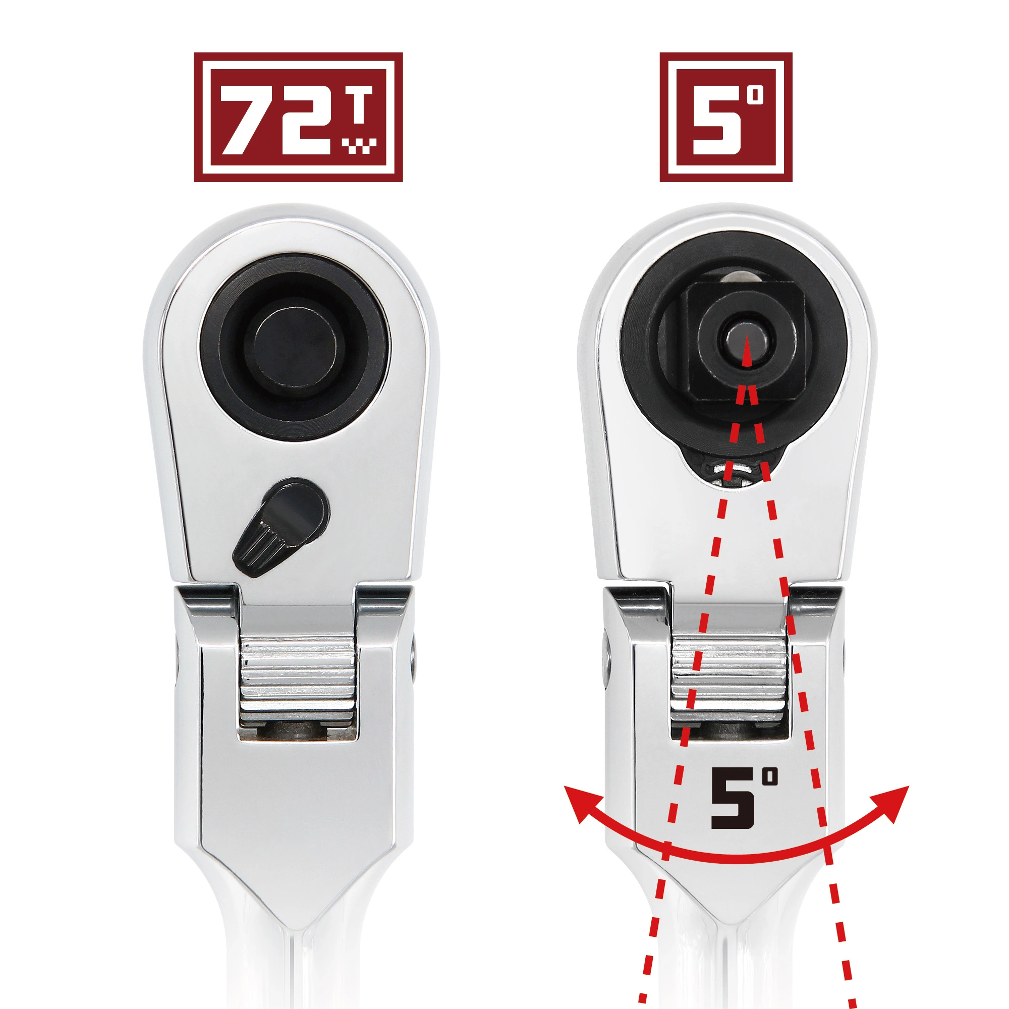 Powerbuilt 3/8 Inch Drive 72 Tooth Pro Tech 9 Inch Long Reach Flex Head Ratchet with Contour Handle - 649952 3 Powerbuilt 3/8 Inch Drive 72 Tooth Pro Tech 9 Inch Long Reach Flex Head Ratchet with Contour Handle - 649952 - Image 3