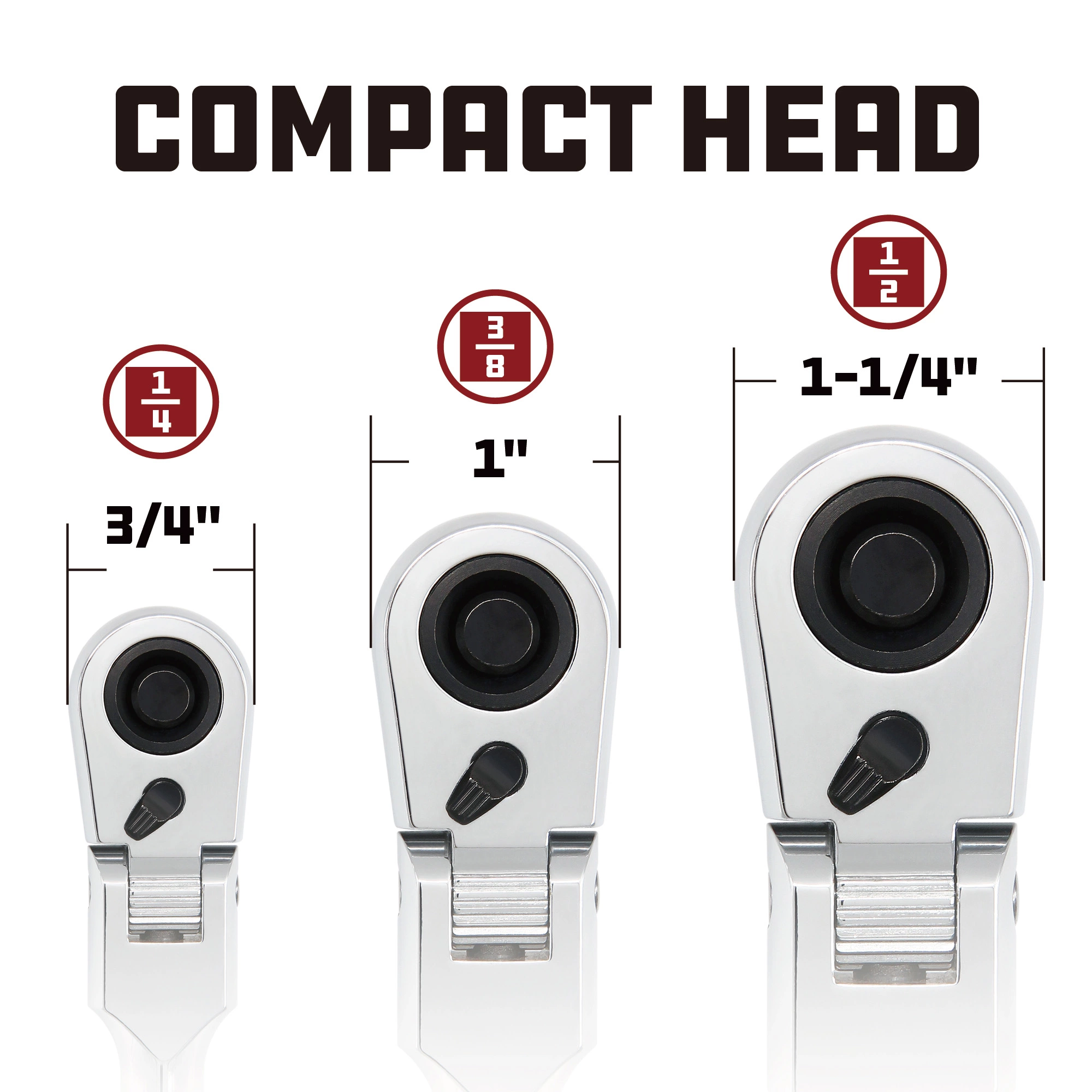 Powerbuilt 3/8 Inch Drive 72 Tooth Pro Tech 17 Inch Long Reach Flex Head Ratchet with Contour Handle - 649953 5 Powerbuilt 3/8 Inch Drive 72 Tooth Pro Tech 17 Inch Long Reach Flex Head Ratchet with Contour Handle - 649953 - Image 5